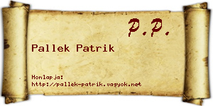 Pallek Patrik névjegykártya
